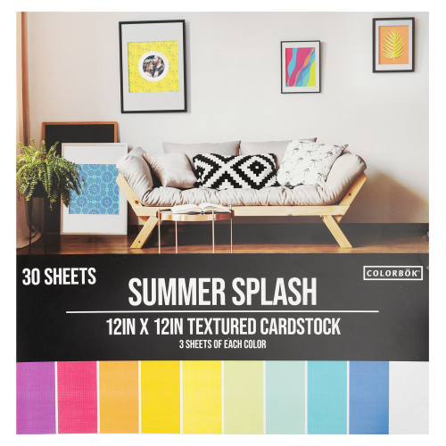 3 Pack - Colorbok Textured Cardstock Pad 12"X12" 30/Pkg-Summer Splash - 61171 - 765468611716