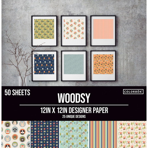 3 Pack - Colorbok 68lb Designer Single-Sided Paper 12"X12" 50/Pkg-Woodsy, 25 Designs/2 Each - 74556BL - 765468745565