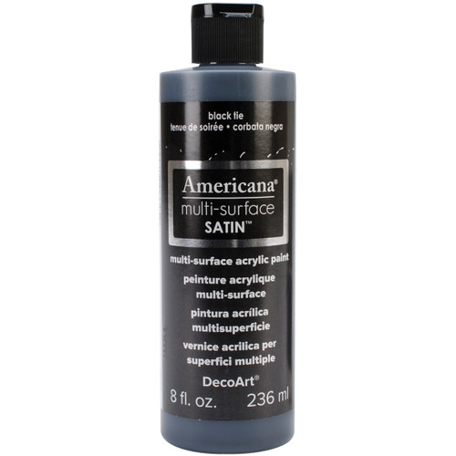 3 Pack - DecoArt Americana Multi-Surface Satin Acrylic Paint 8oz-Black Tie - DA5-9-39 - 766218066459