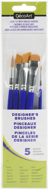 3 Pack - DecoArt Designer Series Brushes-Basics With Angled Shaders Set - DABK38-K - 766218118851
