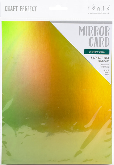 3 Pack - Craft Perfect Iridescent Mirror Cardstock 8.5"X11" 5/Pkg-Seafoam Green - MIRRORI-9789E - 818569027891