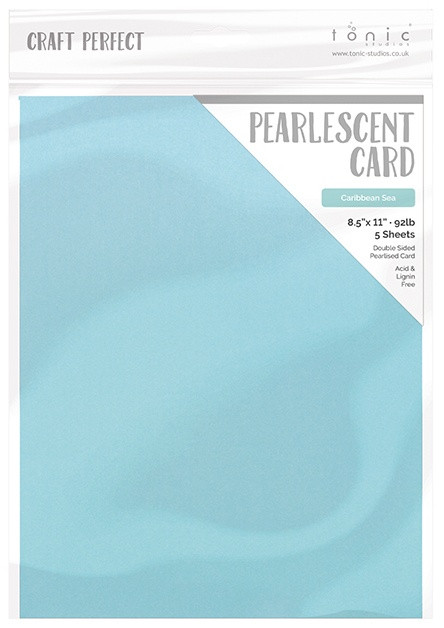 3 Pack - Craft Perfect Pearlescent Cardstock 8.5"X11" 5/Pkg-Caribbean Sea - PEARL-9547 - 818569025477