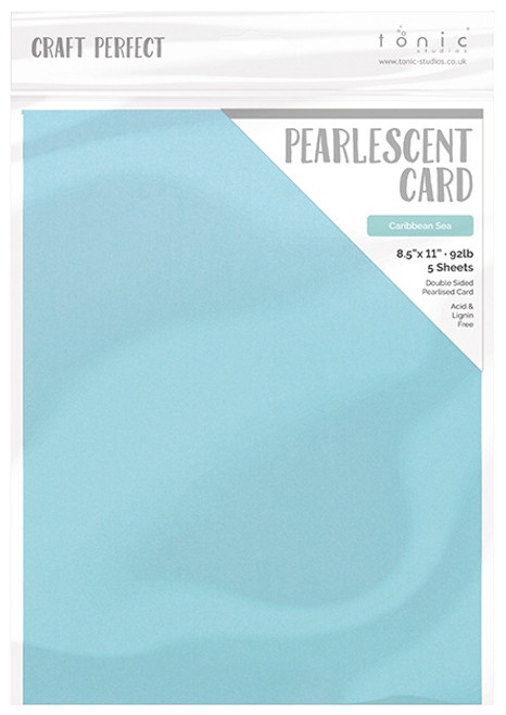3 Pack - Craft Perfect Pearlescent Cardstock 8.5"X11" 5/Pkg-Caribbean Sea - PEARL-9547 - 818569025477