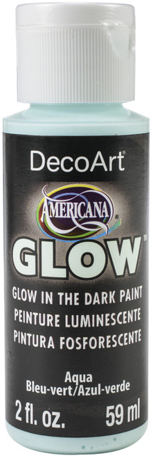 6 Pack - DecoArt Americana Glow In The Dark Paint 2oz-Aqua - DAGC2OZ-381 - 766218126160