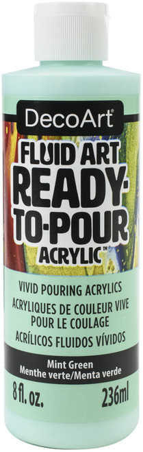 3 Pack - DecoArt FluidArt Ready-To-Pour Acrylic Paint 8oz-Mint Green - DFA-24 - 766218124975