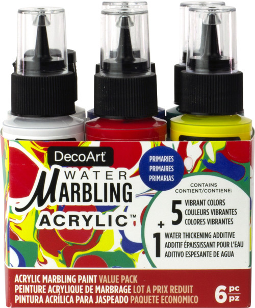 DecoArt Water Marbling Value Pack 2oz 6/Pkg-Primaries - DASK682 - 766218141729