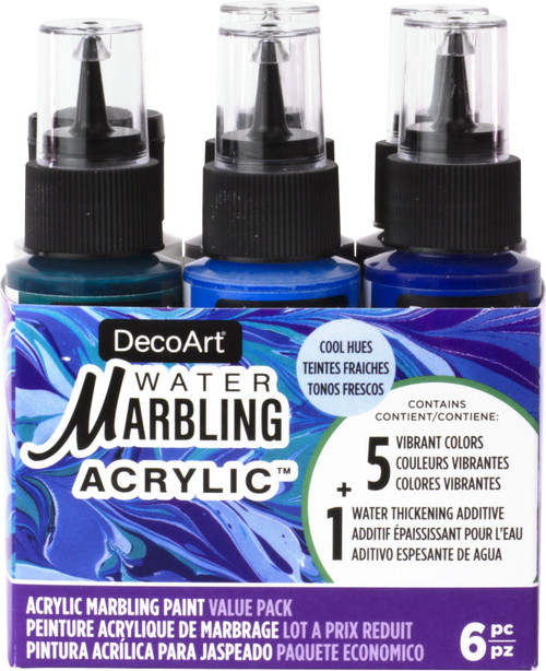 DecoArt Water Marbling Value Pack 2oz 6/Pkg-Cool Hues - DASK684 - 766218141743