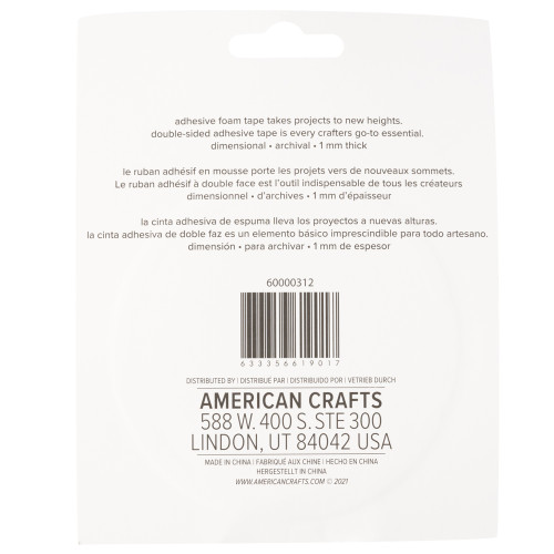 Sticky Thumb Double-Sided Foam Tape 3.94 Yards-White, 2"X1mm - 60000312