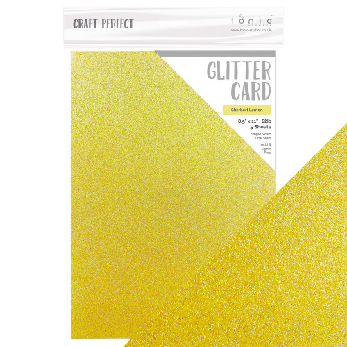 Craft Perfect Iridescent Glitter Cardstock 8.5"x11"-Sherbert Lemon - 5A0022NN-9976E