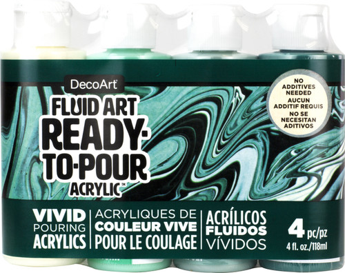 Decoart Fluidart Paint Pouring Value Pack 4/Pkg-Soothing Nature - DASK659 - 766218137586