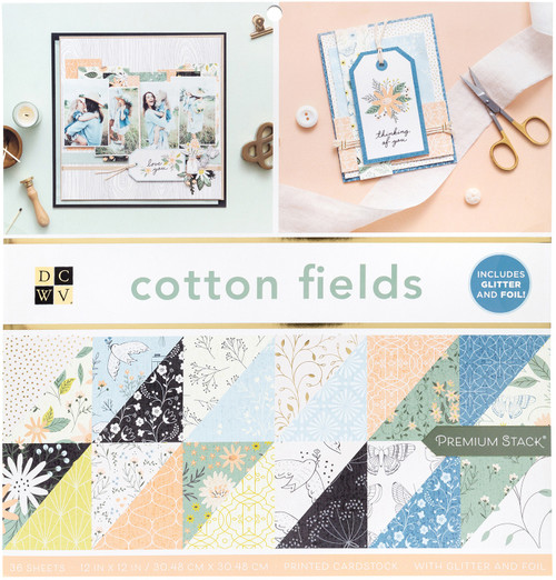 DCWV Double-Sided Cardstock Stack 12"X12" 36/Pkg-Cotton Fields, 12 Designs/3 Each - PS615603 - 611356156039 DCWV Double-Sided Cardstock Stack 12"X12" 36/Pkg-Cotton Fields, 12 Designs/3 Each - PS615603 - 611356156039