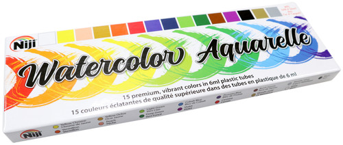 Niji Aquarelle Watercolor Set 15/Pkg-Assorted Colors - NNC15