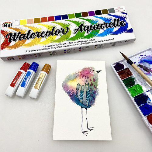 Niji Aquarelle Watercolor Set 15/Pkg-Assorted Colors - NNC15