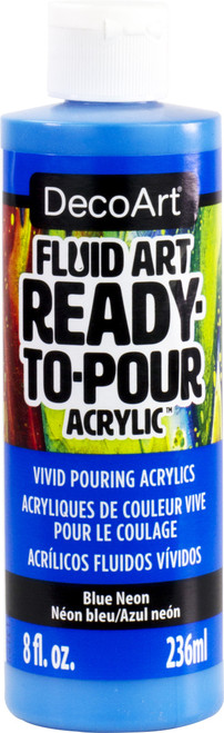 DecoArt FluidArt Ready-To-Pour Acrylic Paint 8oz-Neon Blue - DFA-104 - 766218136824