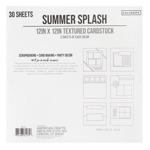 Colorbok Textured Cardstock Pad 12"X12" 30/Pkg-Summer Splash - 61171 Colorbok Textured Cardstock Pad 12"X12" 30/Pkg-Summer Splash - 61171