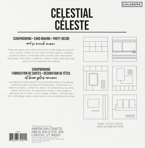 Colorbok Designer Paper 12"X12"-Celestial - 74091BL Colorbok Designer Paper 12"X12"-Celestial - 74091BL