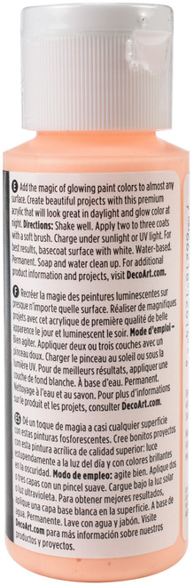 DecoArt Americana Glow In The Dark Paint 2oz-Orange - DAGC2OZ-379