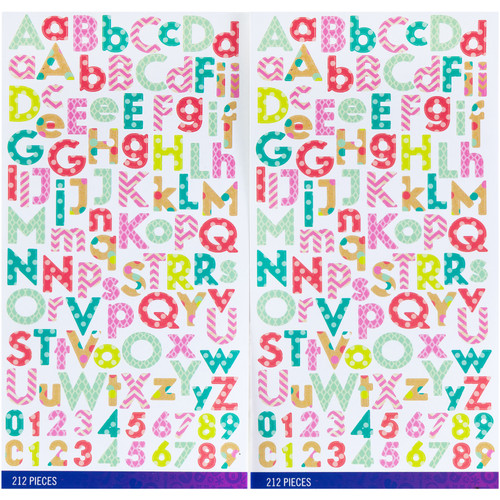 Sticko Alphabet Stickers-Bright Multi Pattern Small - 5290285