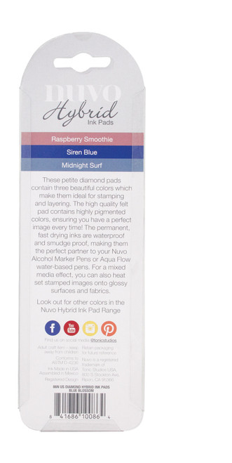 Nuvo Diamond Hybrid Ink Pads 3/Pkg-Blue Blossom - 86N