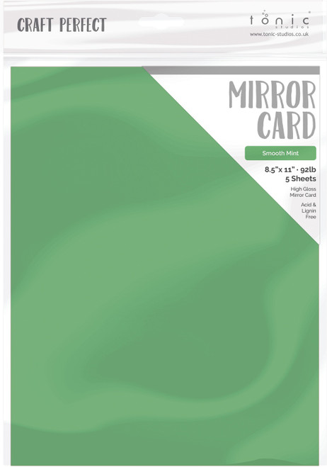 Craft Perfect Satin Mirror Cardstock 8.5"X11" 5/Pkg-Satin Smooth Mint - MIRRORS-9465E - 5060517144654