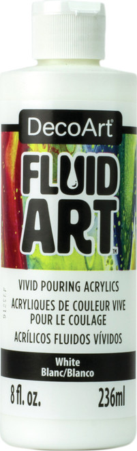 DecoArt FluidArt Ready-To-Pour Acrylic Paint 8oz-White - DFA-01 - 766218117793