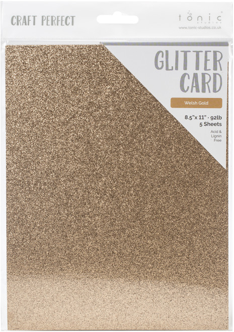 Craft Perfect Glitter Cardstock 8.5"X11"-Welsh Gold - GLTTRCRD-9962E - 818569029628