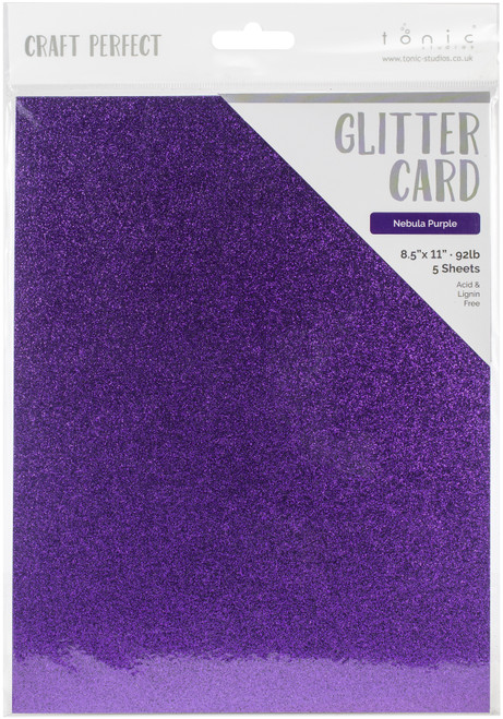 Craft Perfect Glitter Cardstock 8.5"X11"-Nebula Purple - GLTTRCRD-9966E - 818569029666