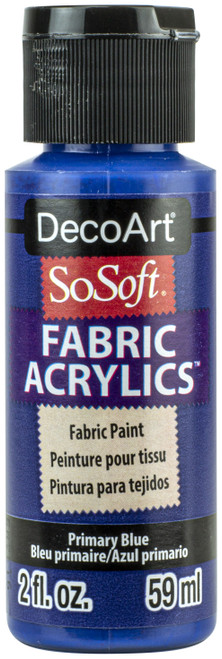 DecoArt SoSoft Fabric Acrylic Paint 2oz-Primary Blue - DSS2OZ-42 - 766218053923