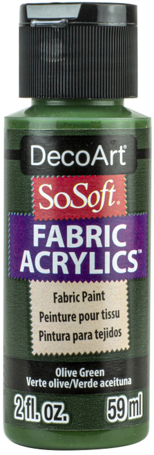 DecoArt SoSoft Fabric Acrylic Paint 2oz-Olive Green - DSS2OZ-98 - 766218053879