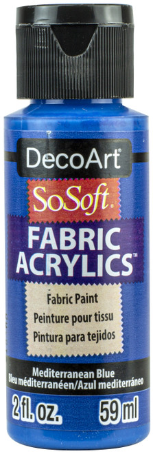 DecoArt SoSoft Fabric Acrylic Paint 2oz-Mediterranean Blue - DSS2OZ-85 - 766218053916