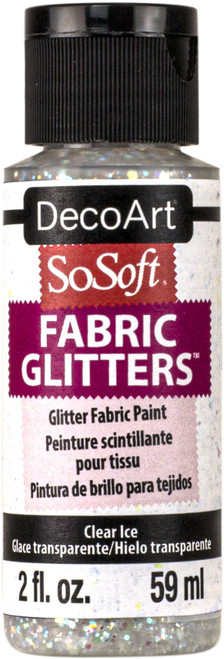 DecoArt SoSoft Fabric Glitters Acrylic Paint 2oz-Clear Ice - White - DSSFG2OZ-01 - 766218115539