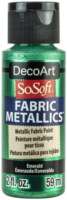 DecoArt SoSoft Fabric Metallics Acrylic Paint 2oz-Emerald - DSM2OZ-41 - 766218115829