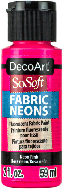 DecoArt SoSoft Fabric Neons Acrylic Paint 2oz-Neon Pink - DSSFN2OZ-108 - 766218116352