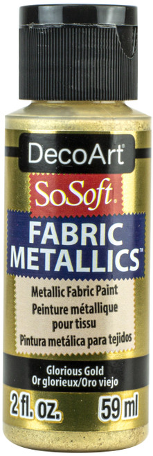 DecoArt SoSoft Fabric Metallics Acrylic Paint 2oz-Glorious Gold - DSM2OZ-19 - 766218056276