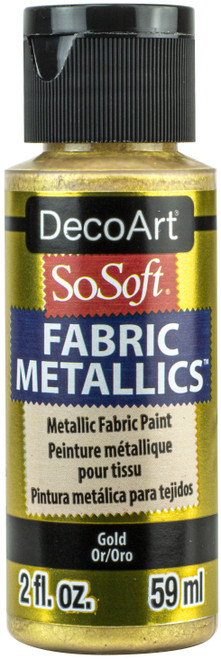 DecoArt SoSoft Fabric Metallics Acrylic Paint 2oz-Gold - DSM2OZ-33 - 766218115744