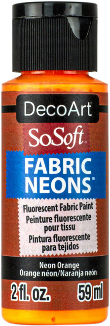 DecoArt SoSoft Fabric Neons Acrylic Paint 2oz-Neon Orange - DSSFN2OZ-60 - 766218116291