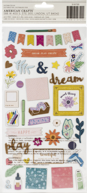 Paige Evans Whimsical Thickers Stickers 5.5"X11" 89/Pkg-Icons, Chipboard W/Copper Foil 310720