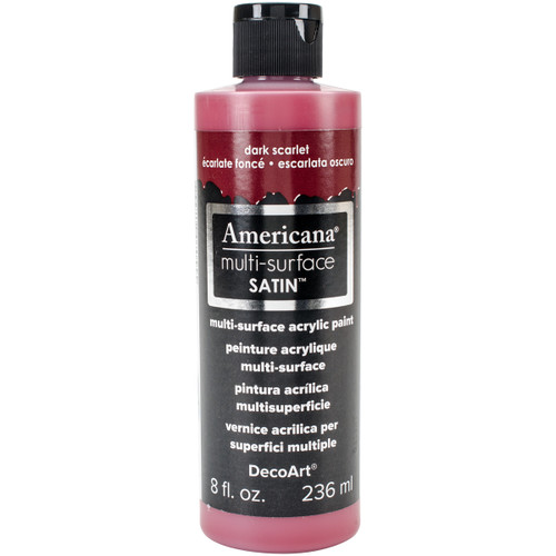 DecoArt Americana Multi-Surface Satin Acrylic Paint 8oz-Dark Scarlet - DA5-9-08 - 766218070555