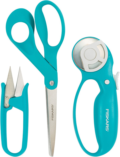 Fiskars Garment Sewing Fashion Starter Set 3pcs-Rotary Cutter, Thread Snips & Scissors - 154233
