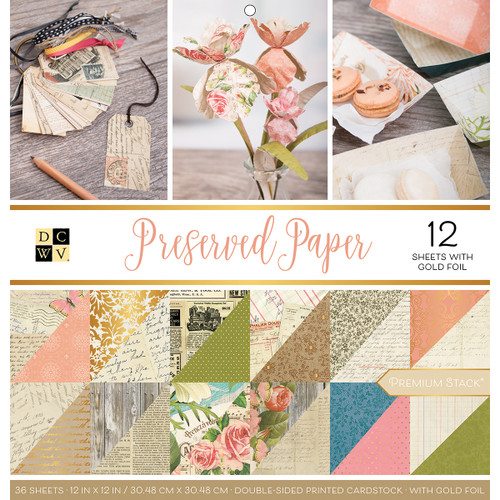 DCWV Double-Sided Cardstock Stack 12"X12" 36/Pkg-Preserved Paper, 18 Designs/2 Each - PS005592 - 611356111250