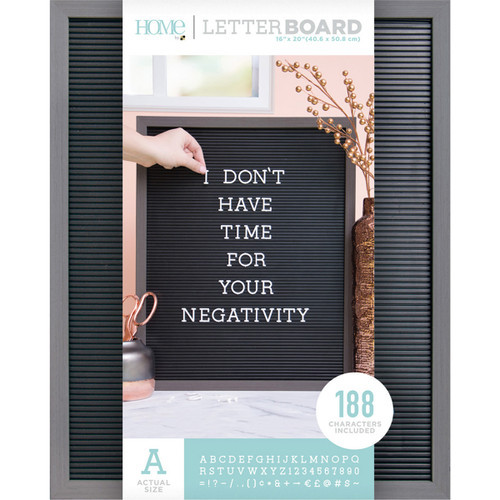 DCWV Framed Letterboard 16"X20"-Gray Stained W/Black Insert - LB006017 - 611356314750