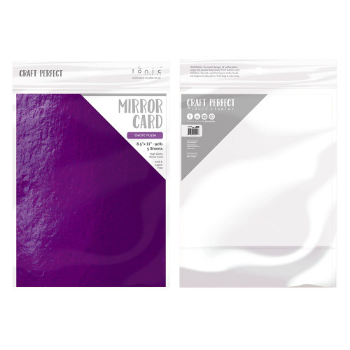 Craft Perfect Mirror Cardstock 8.5"X11" 5/Pkg-High Gloss Electric Purple - MIRRORG-9455E