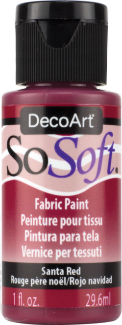 DecoArt SoSoft Fabric Acrylic Paint 1oz-Santa Red - DSS-77 - 766218035660