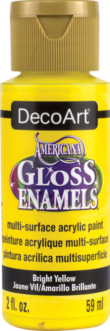 DecoArt Americana Gloss Enamels Acrylic Paint 2oz-Bright Yellow - DAG-227 - 766218041210