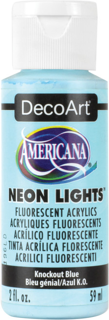 DecoArt Americana Neon Lights Fluorescent Acrylic Paint 2oz-Knockout Blue - DA34-4 - 766218091864