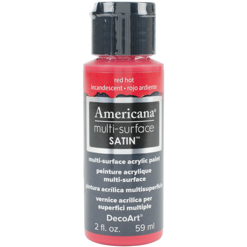 DecoArt Americana Multi-Surface Satin Acrylic Paint 2oz-Red Hot - DA5-30-62 - 766218083807