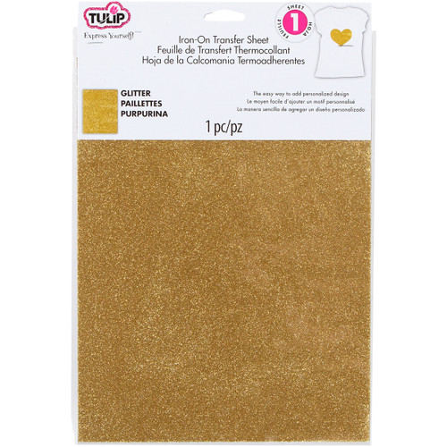 Tulip Iron-On Transfer Sheet 8.5"X11" 1/Pkg-Gold Glitter IRT8.5-31624 - 017754316240