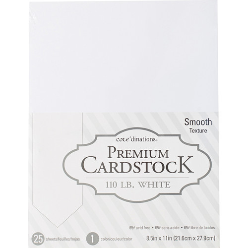 Core'dinations 110lb Smooth Cardstock 8.5"X11" 25/Pkg-White - 377690 - 718813776905