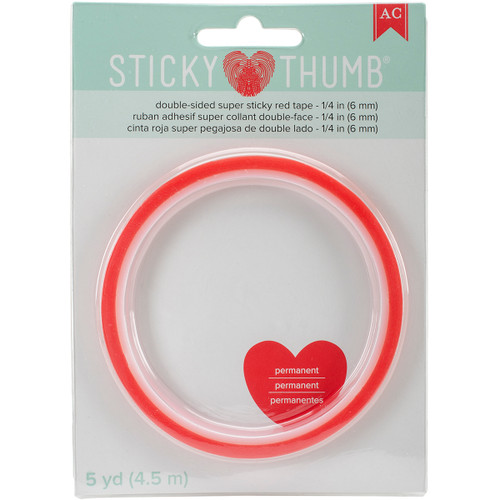 Sticky Thumb Double-Sided Super Sticky Red Tape-.25"X5yd - ST340263 - 718813402637