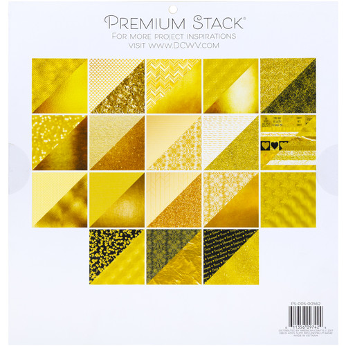 DCWV Double-Sided Cardstock Stack 12"X12" 36/Pkg-Solid Gold, 18 Designs/2 Each - PS005562